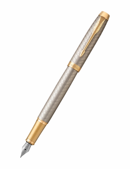 صورة اقلام حبر ذهبي اطار رمادي (طقم)(باركر) Parker IM Premium Fountain Pen Warm Silver GT 1931685M 