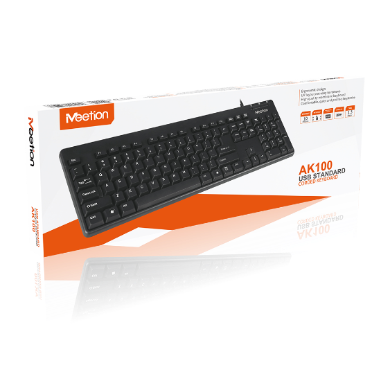 صورة كيبورد عربي وانجليزي مدخل ممتاز ميتشن  MEETION USB-keyboard AK100