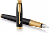 صورة أقلام حبر ذهبي اطار اسود(طقم)(باركر) Parker IM Fountain Pen, Black Lacquer Gold Trim, Medium Nib 1931653M