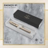 صورة اقلام حبر فضي اطار ذهبي (طقم)(باركر) PARKER IM Fountain Pen, Brushed Metal, Medium Nib 1931656M  