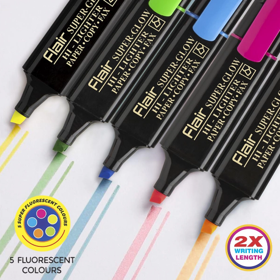 صورة أقلام توضيح  فسفوري  -فلاير   FLAIR Super Glow Highlighter  Pen FLAIR  