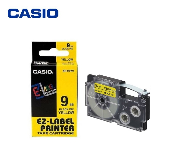 صورة ليبل طابعة كاسيو وكالة XR-9FYW BLACK INK FLUORES YELLOW 9mm  Casio