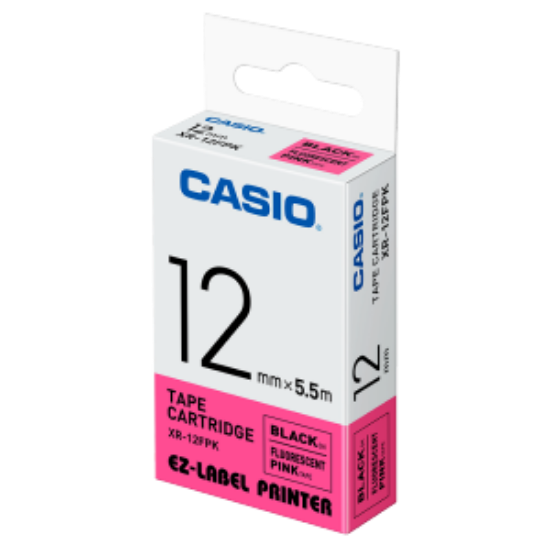 صورة ليبل طابعة  كاسيو وكالة XR-12FPK BLACK INK PINK 12MM