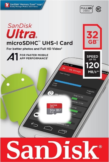 صورة ذاكرة SANDiSK 32GB ULTRA microSDHC 120MB/SA