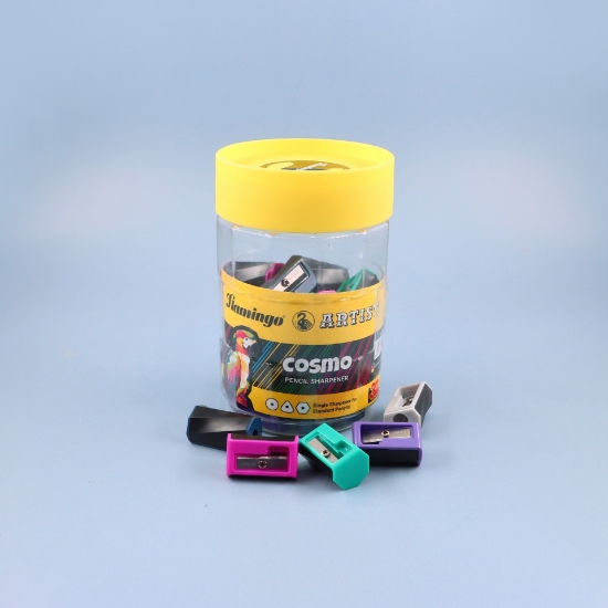 صورة علبة بلاستيك فتحة واحدة خماسي فلمنجو ملوان 9083