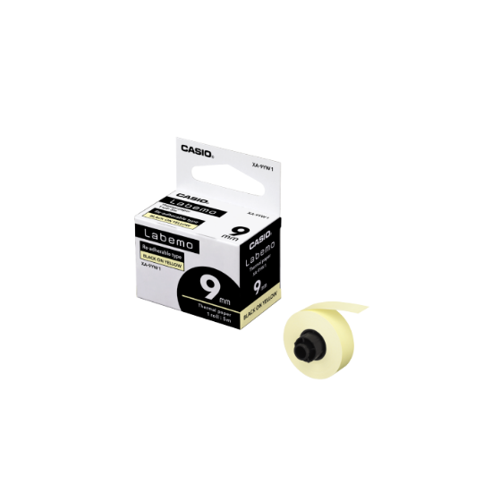 صورة ليبل طابعة لابيمو كاسيو وكالة XA-9YW 1 BLACK ON YELLOW